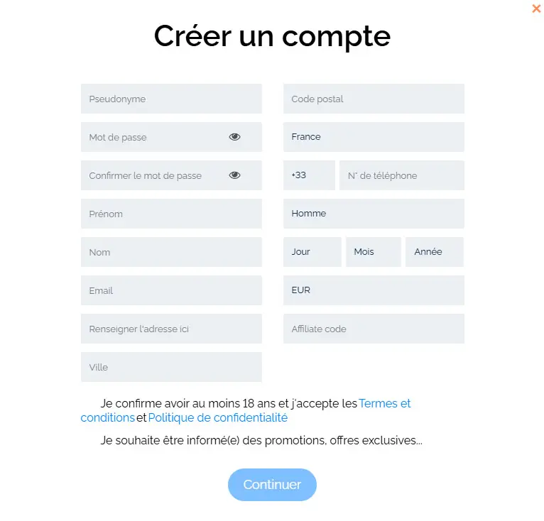Processus d'inscription HeroSpin Casino